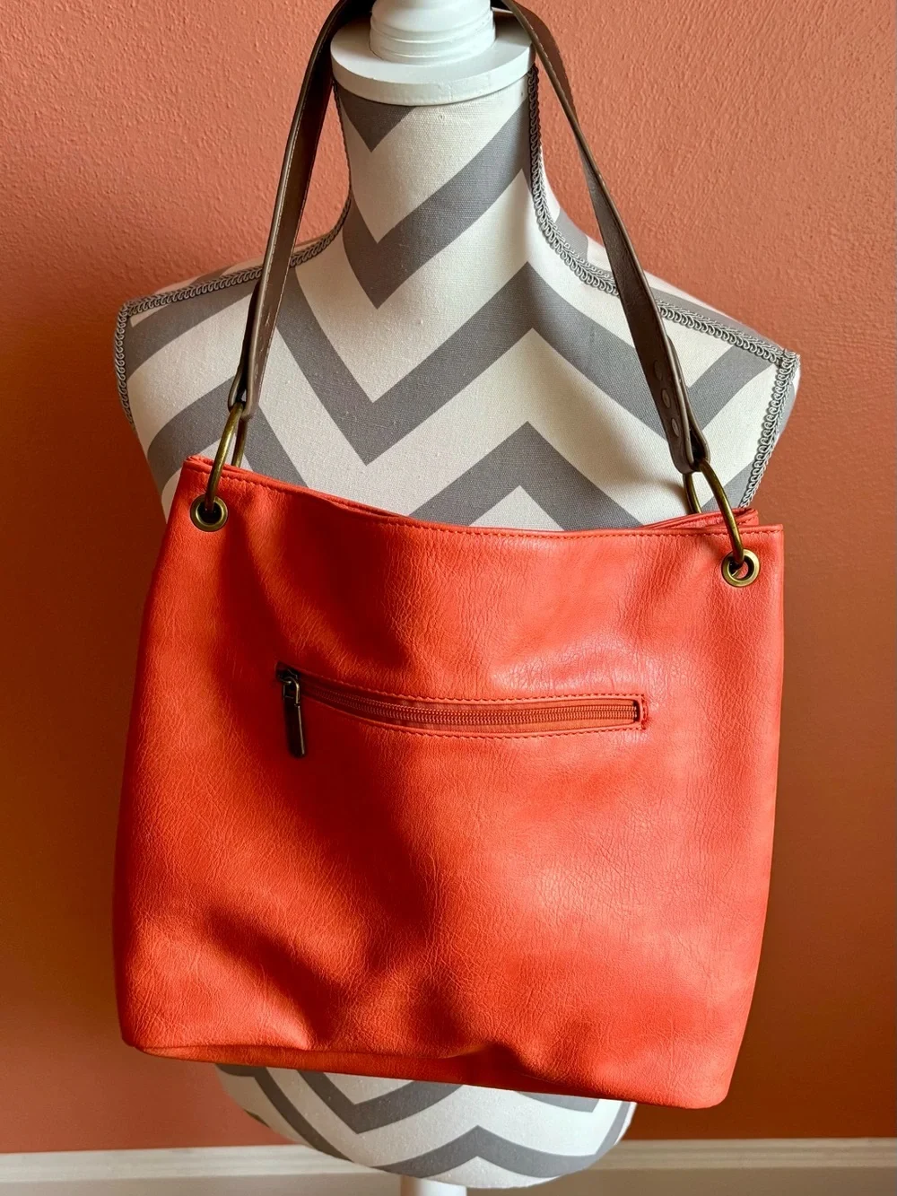 Montana West Coral and Bronze Two-Tone Shoulder Bag
